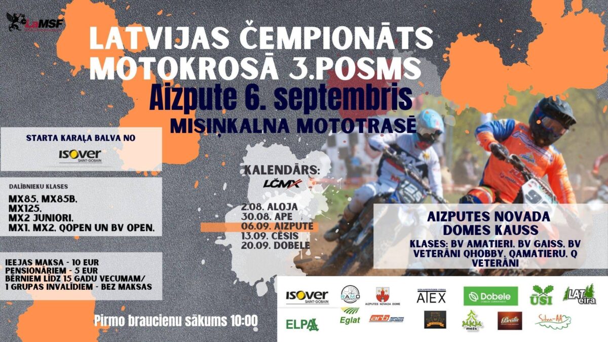Läti motokrossi meistrivõistluste 2020 Aizpute etapi tulemused, pildid ja videod