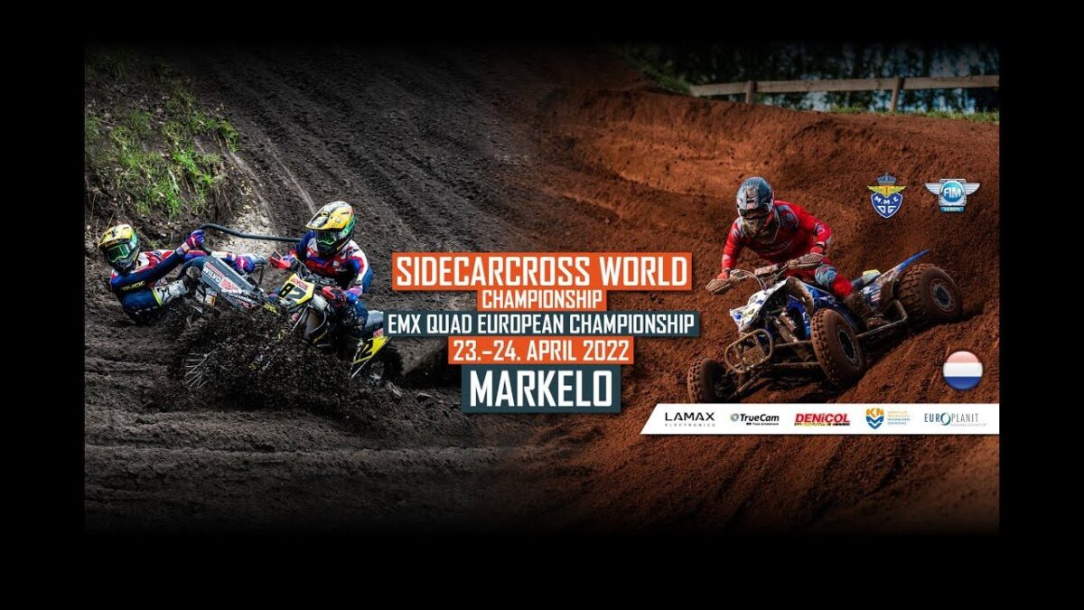 2022 külgvankrite motokrossi Markelo MM-etapi 1. sõidu start ja esimesed ringid