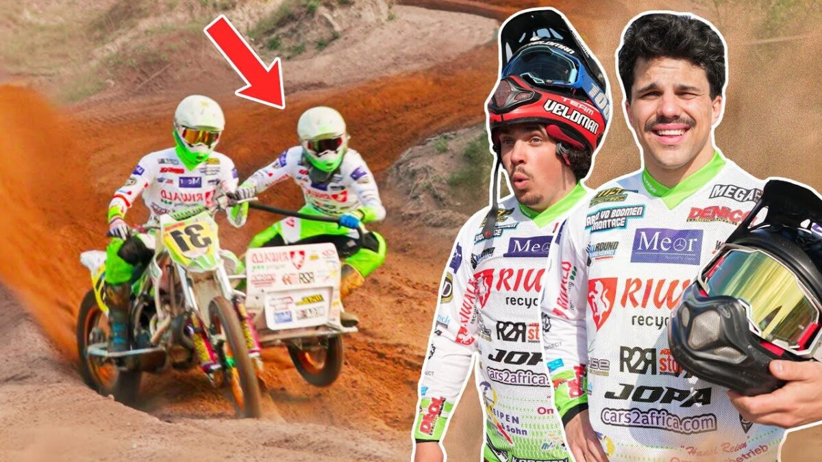 Average Rob avastamas külgvankrite motokrossi koos Veldmaniga